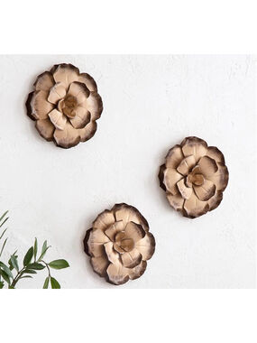 New Gold Set Of 3 Metal Wall Flower Wall Decor